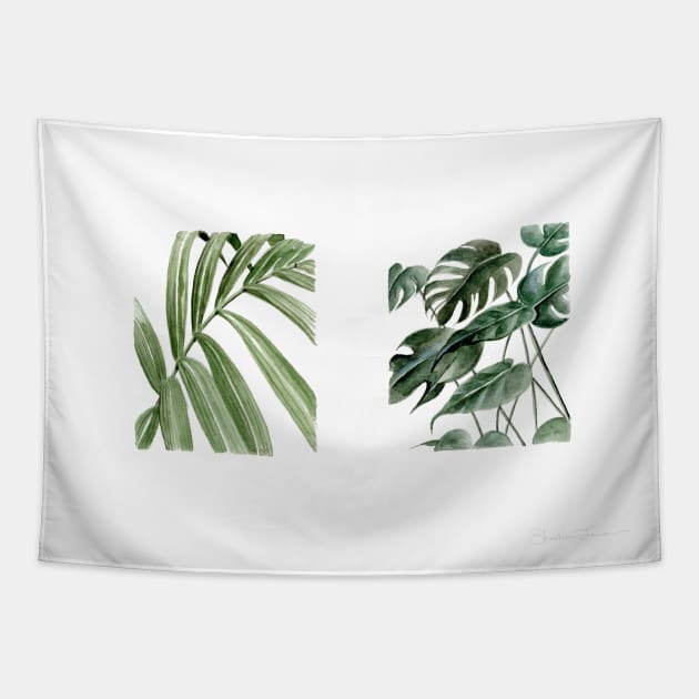 Greenery Squares Tapestry by ShealeenLouise