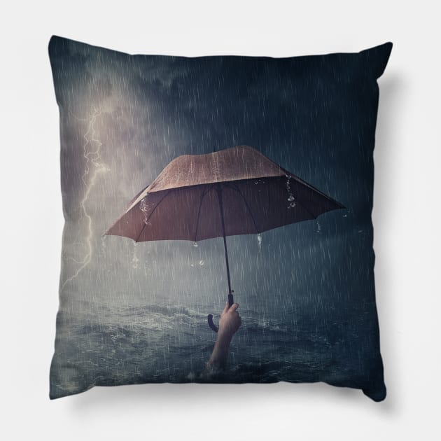 the drowning man is not troubled by rain Pillow by psychoshadow