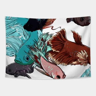 Betta fish mayhem Tapestry