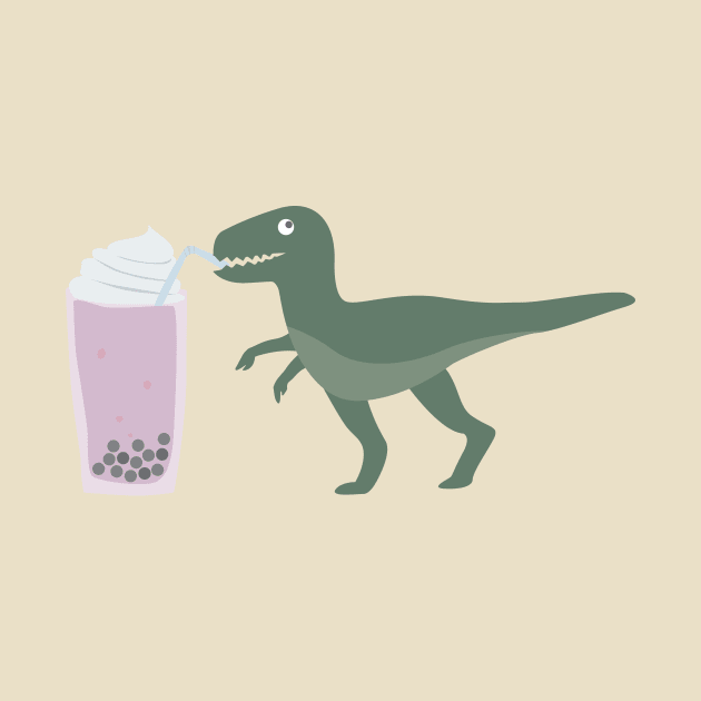 Boba Drinking T-Rex by Spindriftdesigns