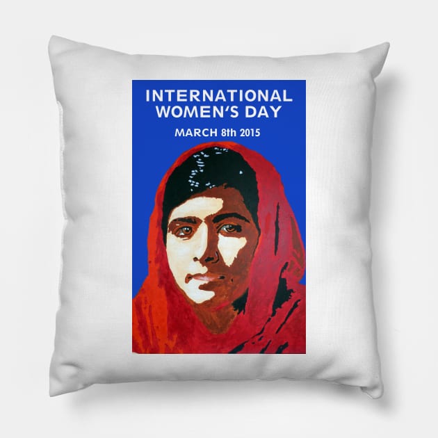 MALALA INTERNATIONAL WOMEN'S DAY Pillow by DJVYEATES