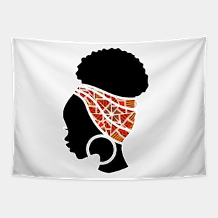 Afro Hair Woman with African Pattern Headwrap Tapestry