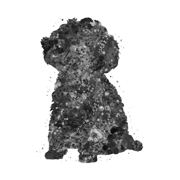 Toy Poodle dog black and white by Yahya Art