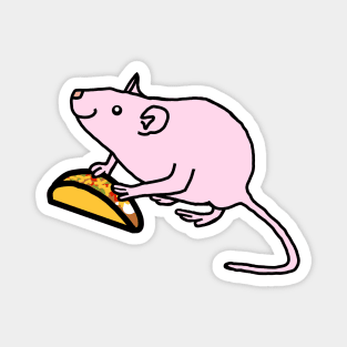 Pink Animals with Food Cute Rat got Taco Magnet