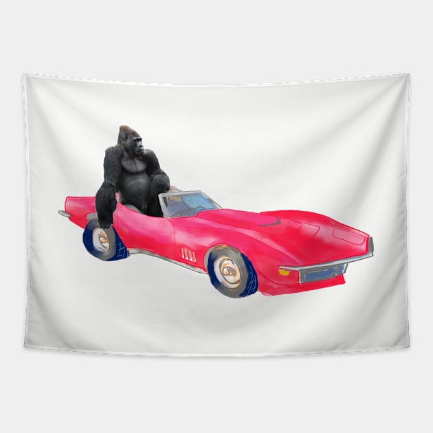 Gorilla in the Car Tapestry by Custom Autos