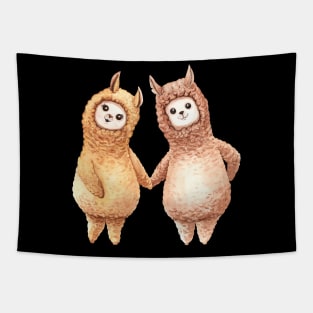 llama cartoon watercolor hand drawn Tapestry