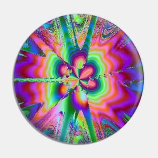 Psychedelic, Multicolor Fractal Design - Purple and Green Splash Pin