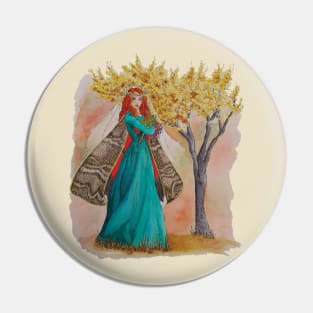 Watercolor Woodland Fairy with Moth Wings Pin