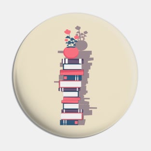 flower pot  book stack - aesthetic Pin