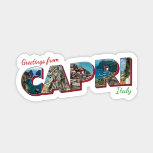 Greetings from Capri in Italy Vintage style retro souvenir Magnet