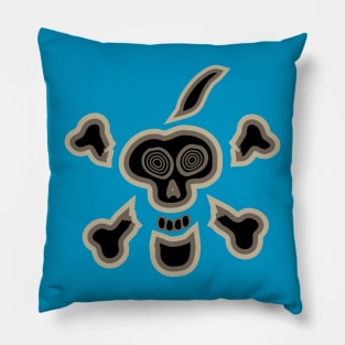 Black skull with grey outlines Pillow