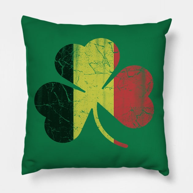 Belgium Flag Shamrock St Patricks Day Pillow by E