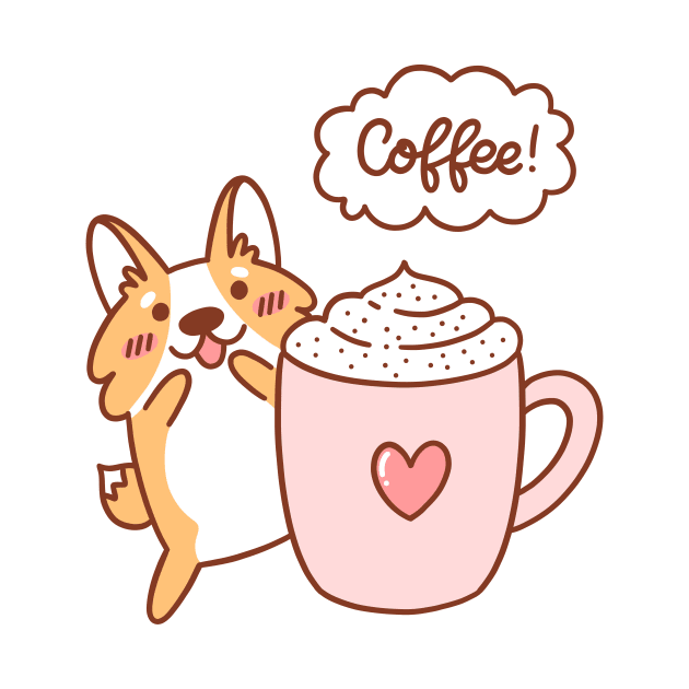 Cute Corgi with Coffee by Viaire