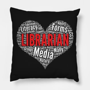 Librarian Heart Shape Word Cloud Design print Pillow