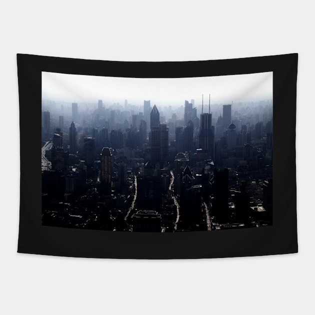 Shanghai Skyline Tapestry by jomaot