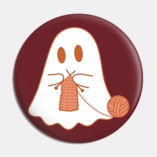 A cute, knitting ghost with wool Pin