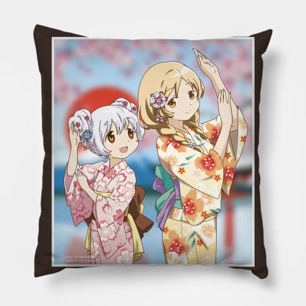 Mami Tomoe & Nagisa Momoe - Summer Festival 2021 Pillow by YueGraphicDesign