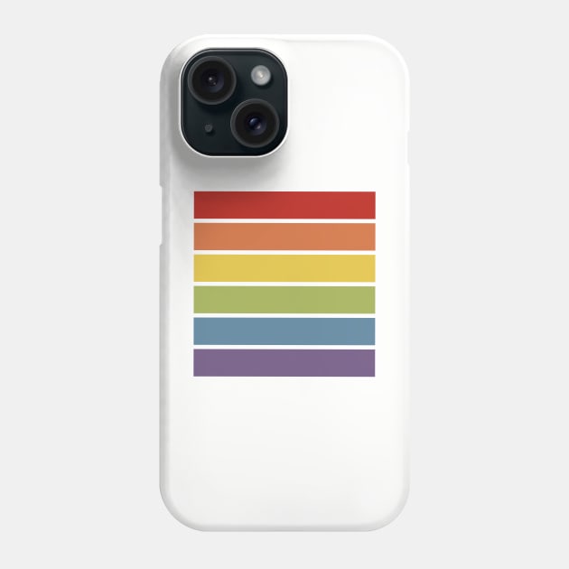 Retro Muted Color Striped Gay Pride Rainbow Phone Case by Ricaso