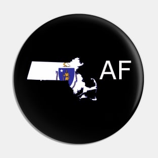 Massachusetts Flag State Outline AF (white) Pin