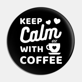 Keep Calm with coffee white Pin