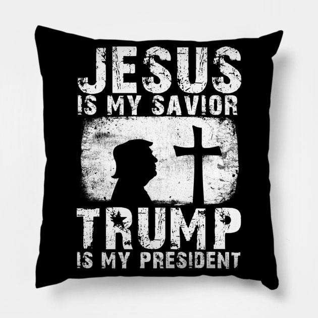 Jesus Is My Savior Trump Is My President Pillow by cedricchungerxc