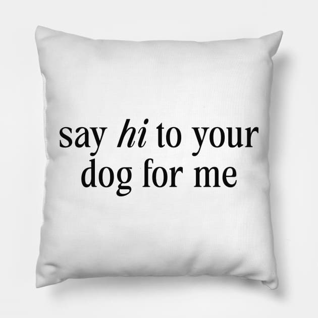 Say Hi To Your Dog For Me Pillow by Hamza Froug