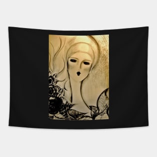 gold art deco flapper ,Jackie Smith Tapestry