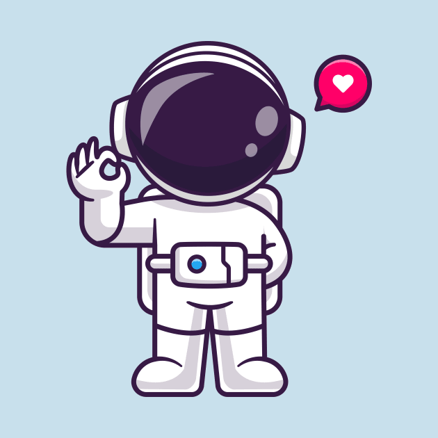 Cute Astronaut With Ok Sign Hand Cartoon by Catalyst Labs