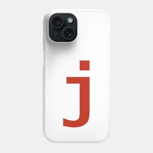 Letter j in Red Text Minimal Typography Phone Case