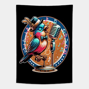 Jazzy Bird Musician, Swinging Singing Tapestry