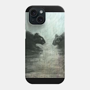 two rat silhouettes - pastel painting Phone Case