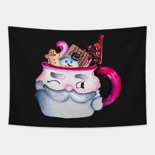 Santa Candy Cup and Christmas Candies - Black Tapestry