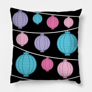 Lanterns | Blue Pink Purple | Pastel Pillow