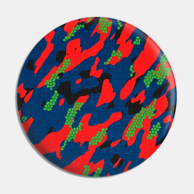 Camouflage - Red and Blue Pin by Tshirtstory