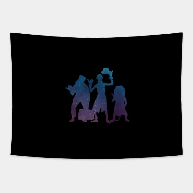 Hitchhiking Ghosts Silhouette Night Sky Tapestry by FandomTrading