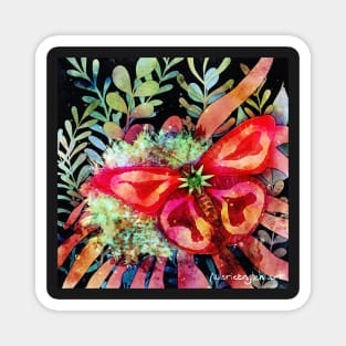 Tropical Strawberry Butterfly Negative Painting Magnet