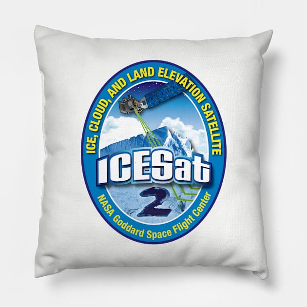 IceSat 2 Program Logo Pillow by Spacestuffplus