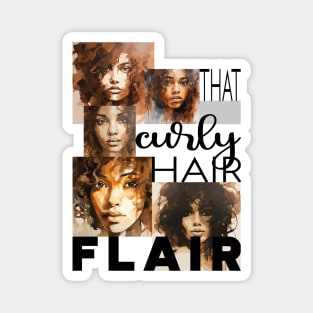 That curly hair flair - black text Magnet