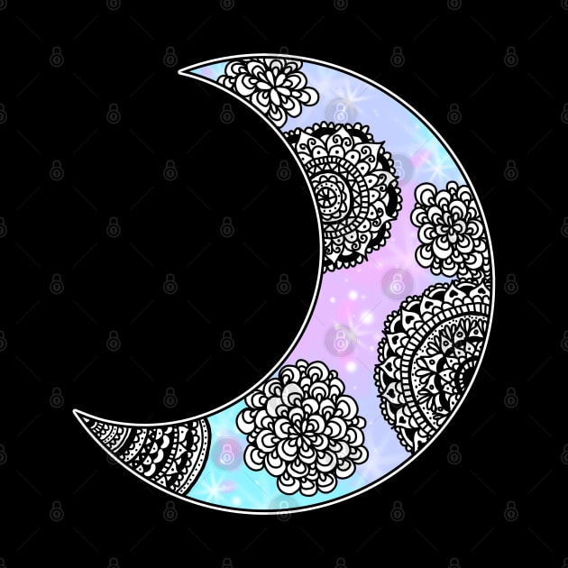 Crescent Moon Mandala Galaxy by julieerindesigns