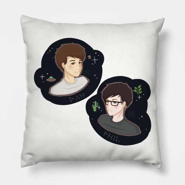 Dan and Phil - Spaceboy and Plantboy Pillow by autumnraylene