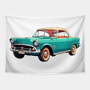 Colored Classic Car Design in Vibrant Vector Style Tapestry