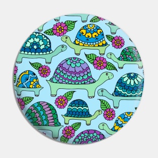 Tortoises Blue Palette Pin