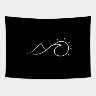 Sun Mountain Wave Minimal Line for Nature Lovers & Travelers Tapestry