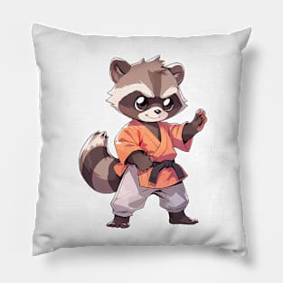 Kawaii Style Karate Master Raccoon Pillow