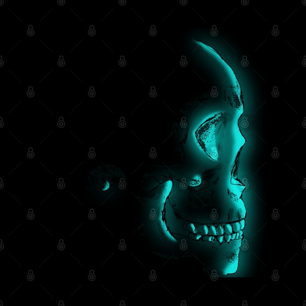 Teal Glowing Skull by Deisgns by A B Clark 