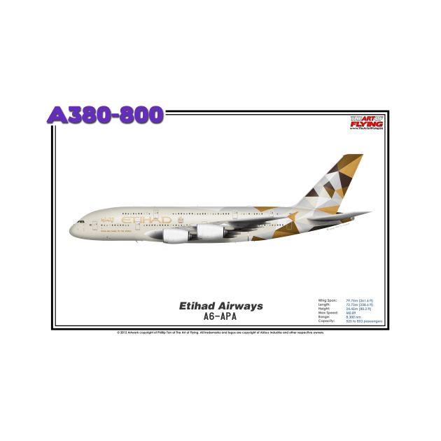 Airbus A380-800 - Etihad Airways (Art Print) by TheArtofFlying