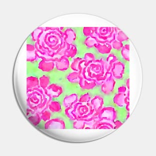 Pink watercolor roses on light green Pin