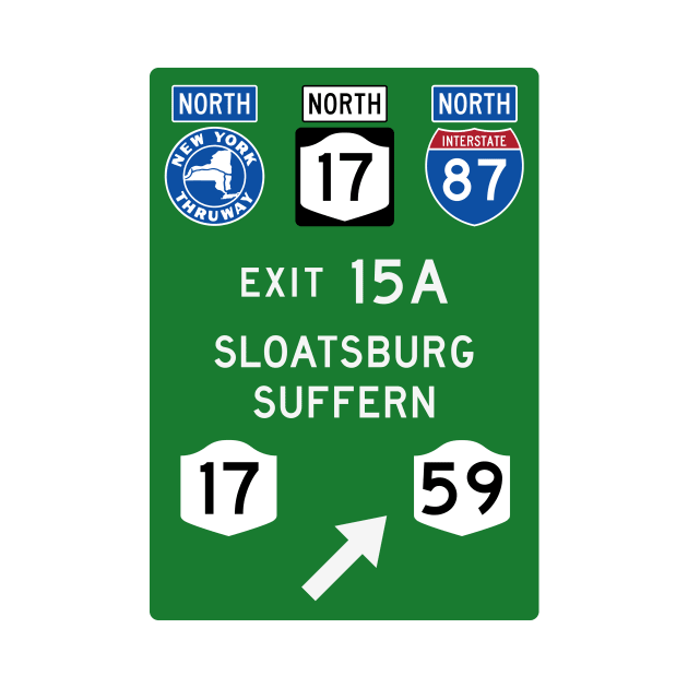 New York Thruway Northbound Exit 15A: Sloatsburg Suffern Rte 17 by MotiviTees