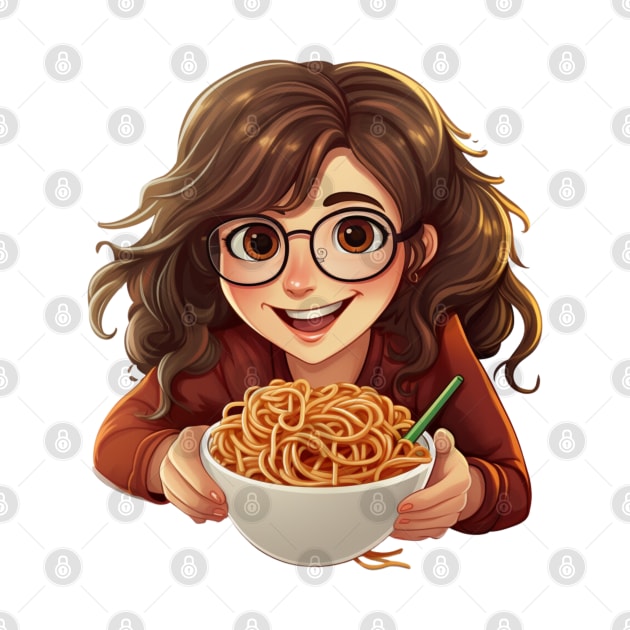 Cute Girl Eating Spaghetti by Riverside-Moon
