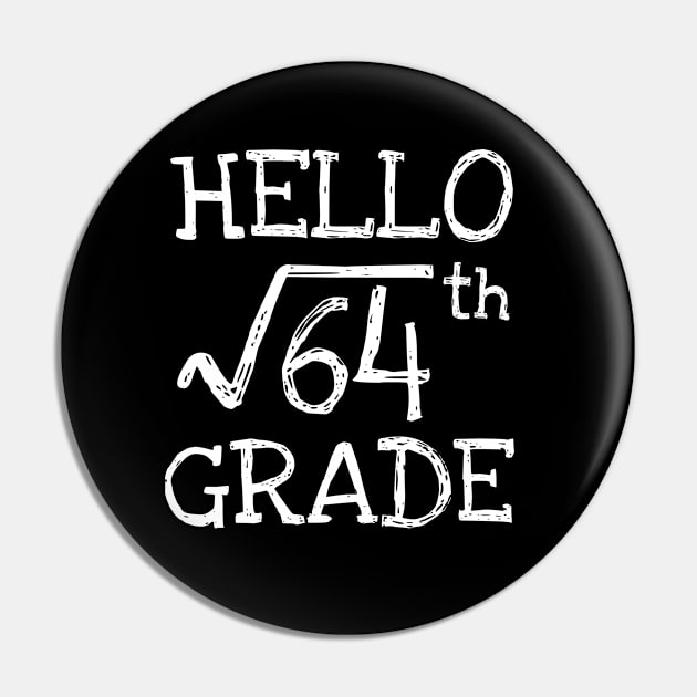 Hello 8th grade Square Root of 64 math Teacher Pin by Daimon